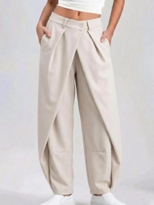 Draped Wide-Leg Statement Pants