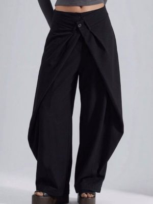 Draped Wide-Leg Statement Pants
