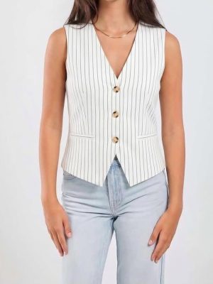 Chic Striped White & Black Vest