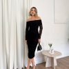 Of-Shoulder Chiffon Dress