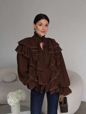 Ruffle Blouse Lace Detailing